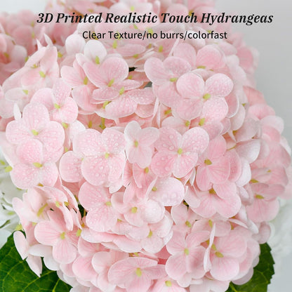 Leftover 21" Pink Hydrangea Artificial Flowers,3 Pcs Real Touch Hydrangea Flowers with Butterflies for Centerpiece Table Decorations,Floral Arrangements for Coffee Table Decor,Living Room Decor