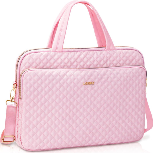 14 Inch Laptop Bag Case for Women Men Compatible with HP Chromebook OmniBook Envy/14 MacBook Pro M5/Dell Pro Inspiron XPS/Lenovo Yoga, Messenger Carrying Briefcase Computer Bag Case, Pink