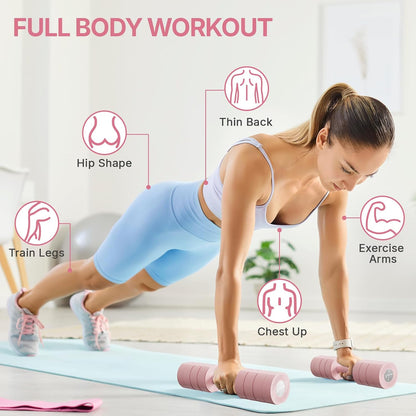 Dumbbell Set of 2, Adjustable Weight, Anti-slip Handle, Macaron Colors, Each 2.2/4.4/6.6/8.8 lbs, 4 in 1 Hand Weights for Women at Home, Blue