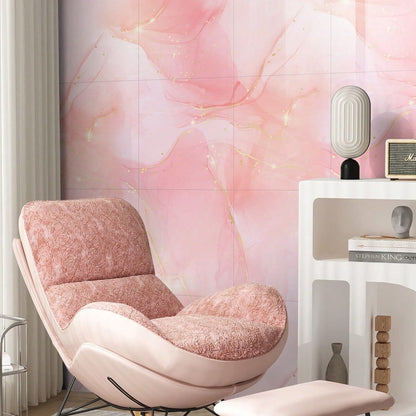 Chejiaye 10pcs Marble Peel and Stick Backsplash Waterproof Washroom Wall Panels, Peel and Stick Tile, PVC Foam Wall Panels for Kitchen,Bathroom,Living Room,Pink Wallpaper(Not Real Tile,11.8" x 11.8")