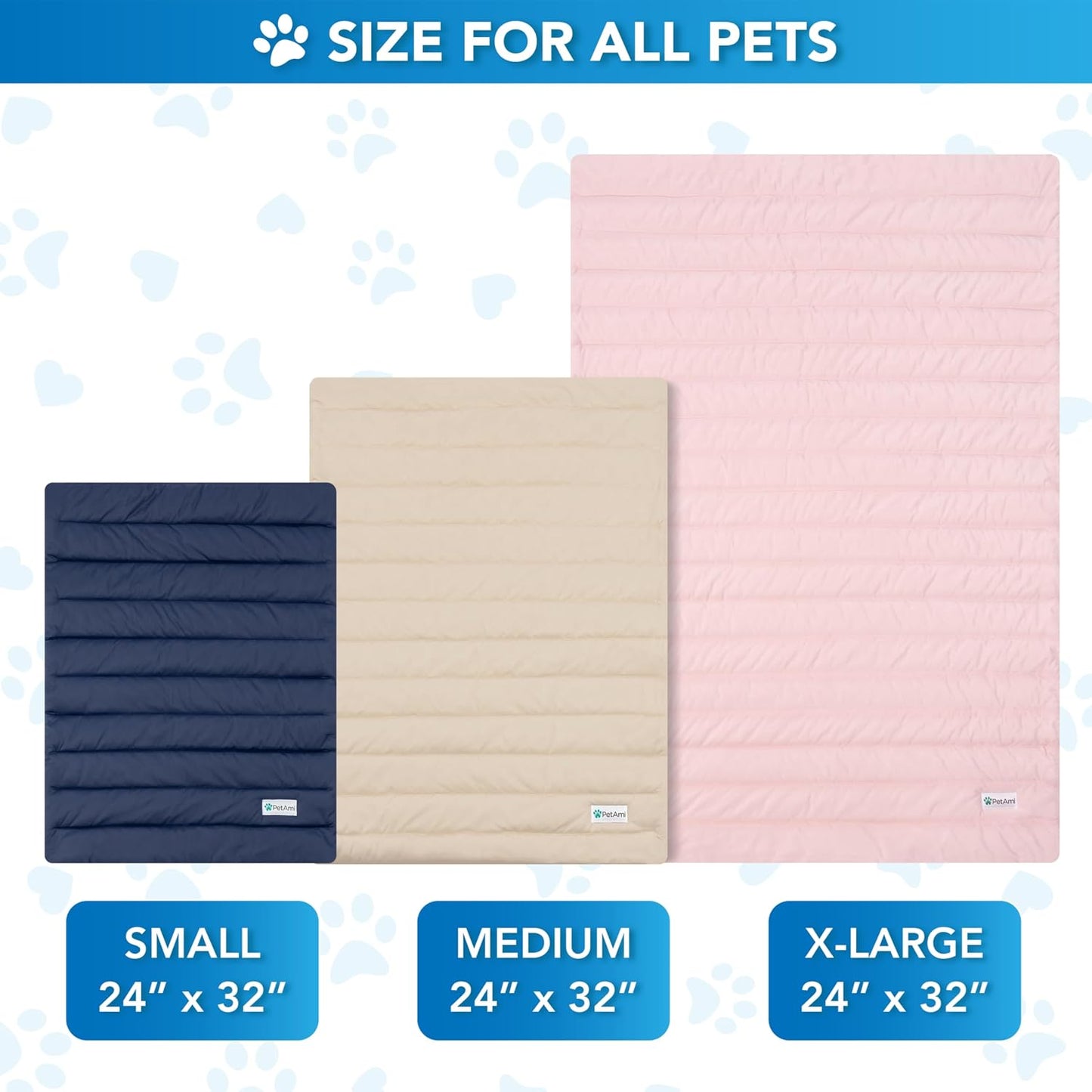 PetAmi Dog Cooling Mat, Q-Max Pet Cooling Blanket with Thick Cushioning, Self Cooling Pad for Dogs & Cats, Reversible Summer Mat for Crate, Couch, Kennel, Pink, Large (40x60)