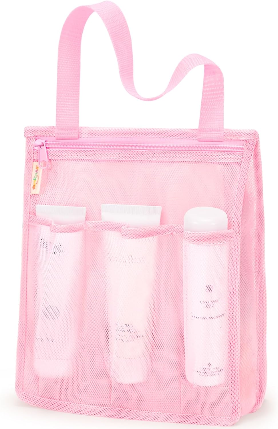 famichan Mesh Shower Caddy Portable, Gym Travel Camp Dorm Room Essentials for Women and College Girl, Pink Bathroom Shower Bag