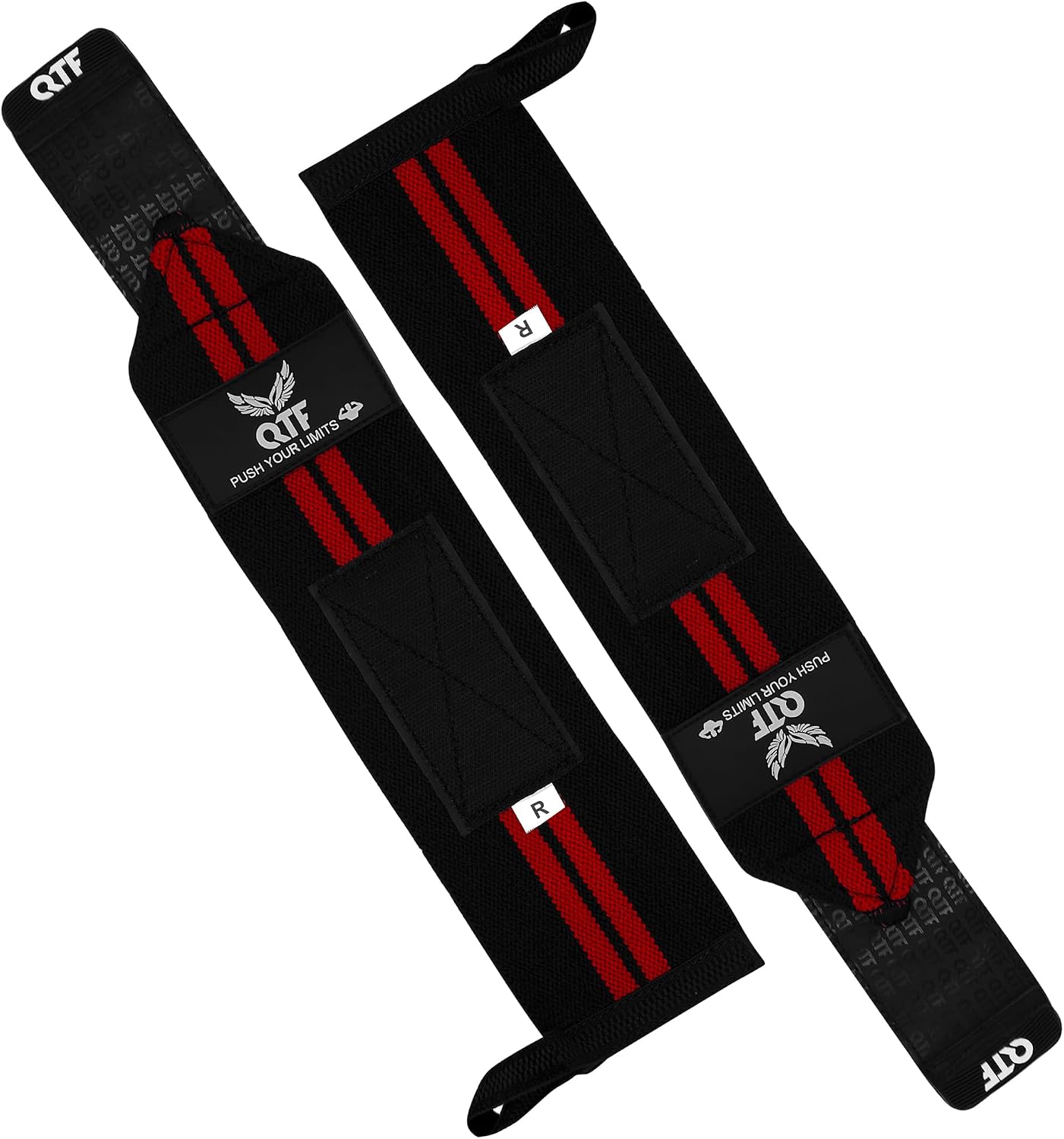 QTF Wrist Wraps for Weightlifting,Powerlifting,12"Heavy-Duty Wrist Support with Thumb Loop. Perfect for Strength Training, Bodybuilding, Dumbbell Lifting, and Wrist support. Includes a free Shark Pad