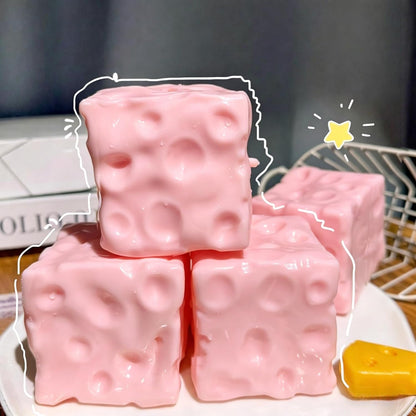 Yellow Squeeze Cheese Squishy - Squeeze Luck Cheese Squishy Skin Soft , Soft Novelty Slow Rising Sensory Cheese Stress & Anxiety Relief Fidget Toys (Pink, M(6cm))