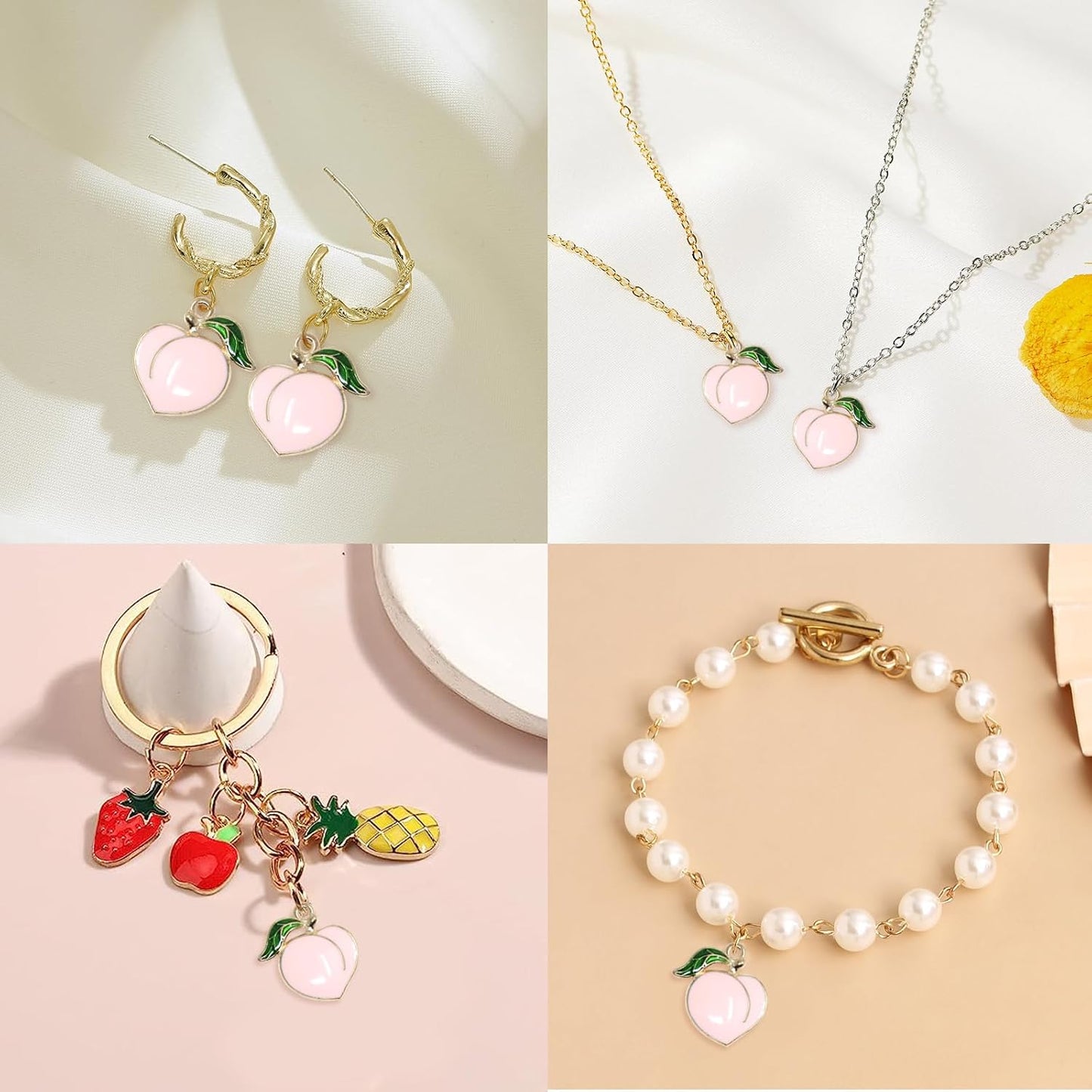 yueton 40PCS Enamel Alloy Charms: Dainty Pink Peach Pendants for Jewelry Making