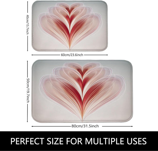 Abstract Floral Quick Dry Bath Mat, Elegant Blush Petals Non Slip Shower Mat, Spring Decorative Flannel Washable Bath Rugs for Bathroom Toilet Restroom 16x24 Inch