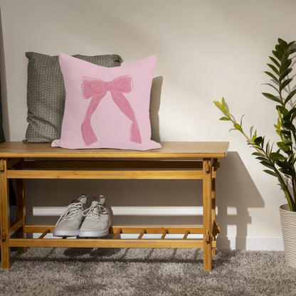 Rusenbao Coquette Pink Bow Throw Pillow Covers 18×18, Preppy Bed Decorative Pillows Covers, Coquette Room Dorm Decor Aesthetic, Decor for Couch Girl Bedroom College