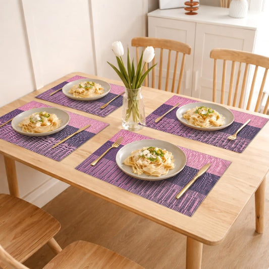 Decozen Placemats Set of 4 Vinyl Placemats Table Protector for Kitchen Decor & Home Decor, Scratch & Heat Resistant Place mats Washable Wipeable Table Mats for Indoor Outdoor Use 18x12 Inch Pink