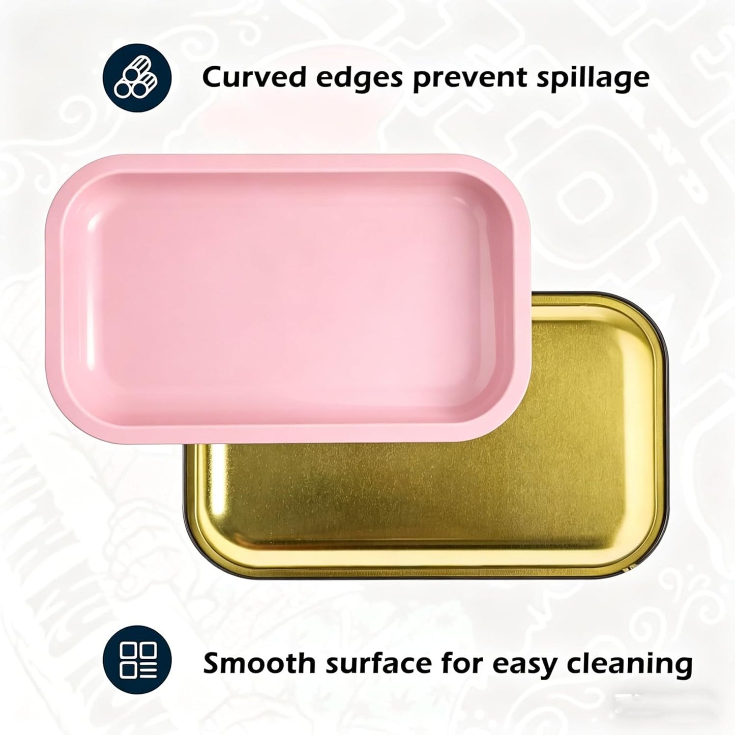 Metal Tray with PVC Soft Magnetic Lid Cover Large Cute Decorative Tray Serving Trays for Home Decor, Coffee Table, Tea, Snacks, Gifts - 11" x 7" (Pink)