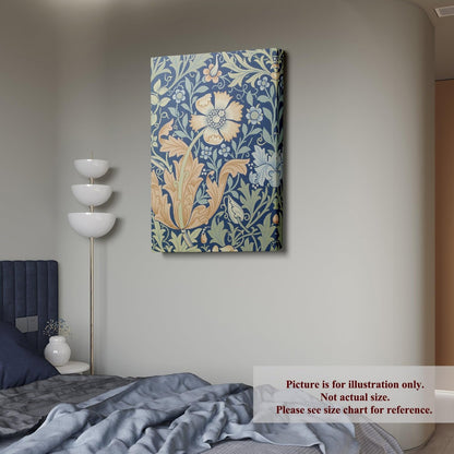 Niwo ART - Blue and Peach Garden Bloom, William Morris (1834–1896) Art - Part A, Canvas Wall Art Home Decor, Gallery Wrapped Painting, Stretched, Framed Ready to Hang (24"x20"x1.5")