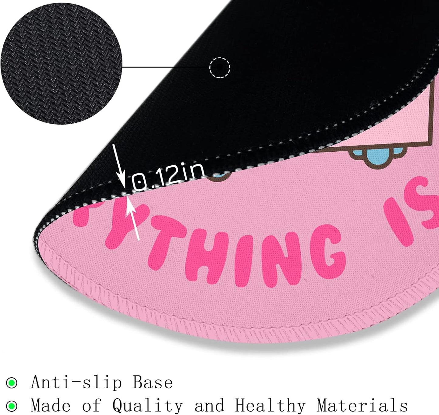 Pink Round Mouse Pad for Desk, Cute Office Decor for Women, Dumpster on Fire Small Mousepad，Stitched Edge Non-Slip Rubber Base, Personalized Computer Mouse Pads for Wireless Mouse，Desk Accessories