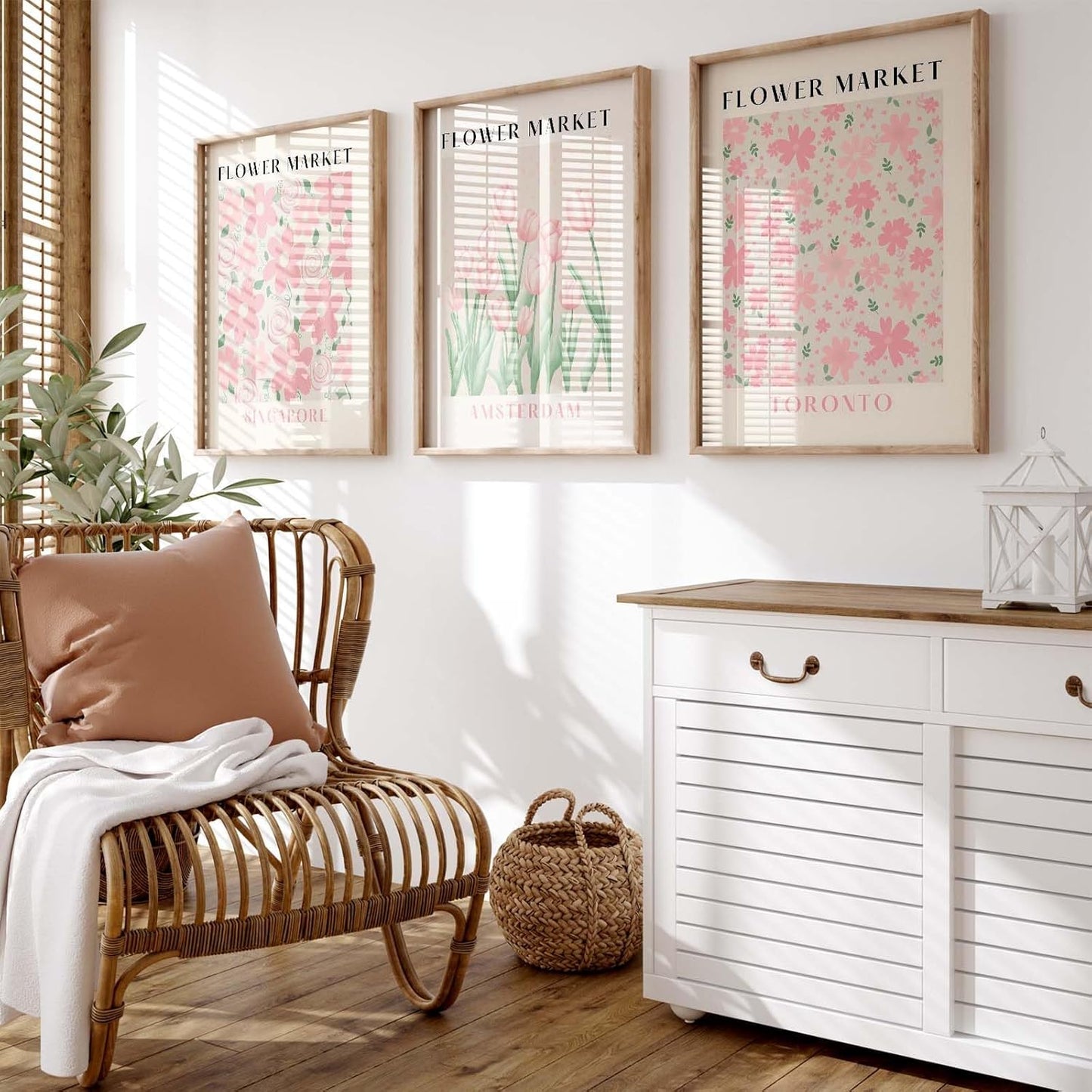 Flower Market Print Pink Tulip Floral Wall Art Pastel Prints Flower Posters Aesthetic Floral Prints Matisse Painting Artwork for Walls Pink Flower Posters Flower Market Pink Wall Art 12x16inchx3 No