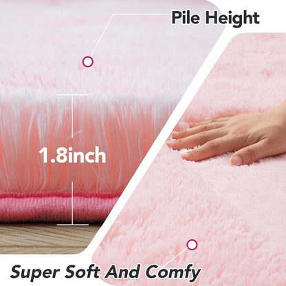 Round Fluffy Pink Rug 5x5ft: Ultra Soft Furry Girls Bedroom Carpet- Plush Rug for Girls & Kids, Fuzzy Bedside Carpet for Baby (5ft, Pink)