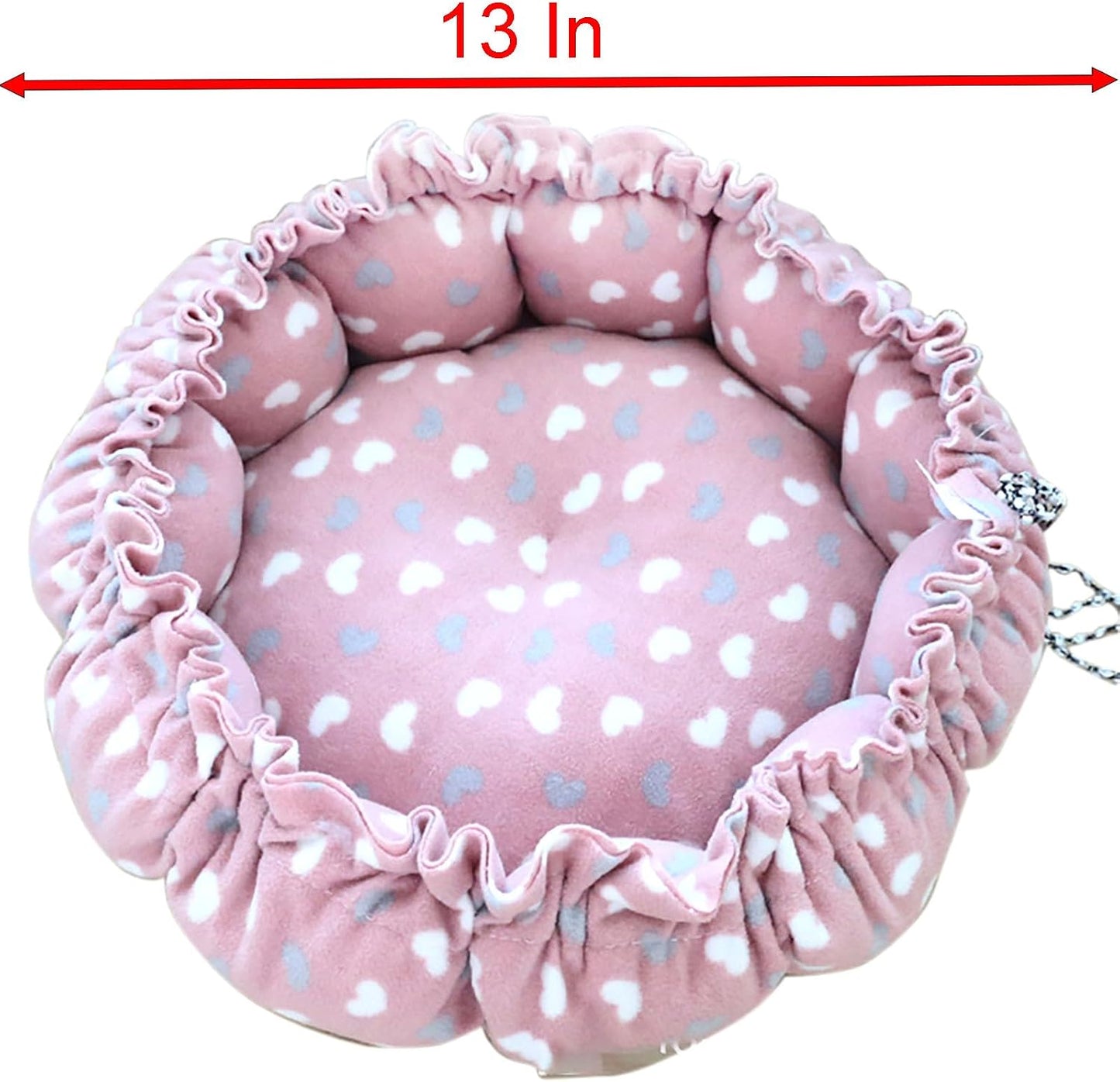 Cat Bed, 13 Inch Diameter Pink Cotton Pet Nest for Cat, Dog and Other Pets (Small)
