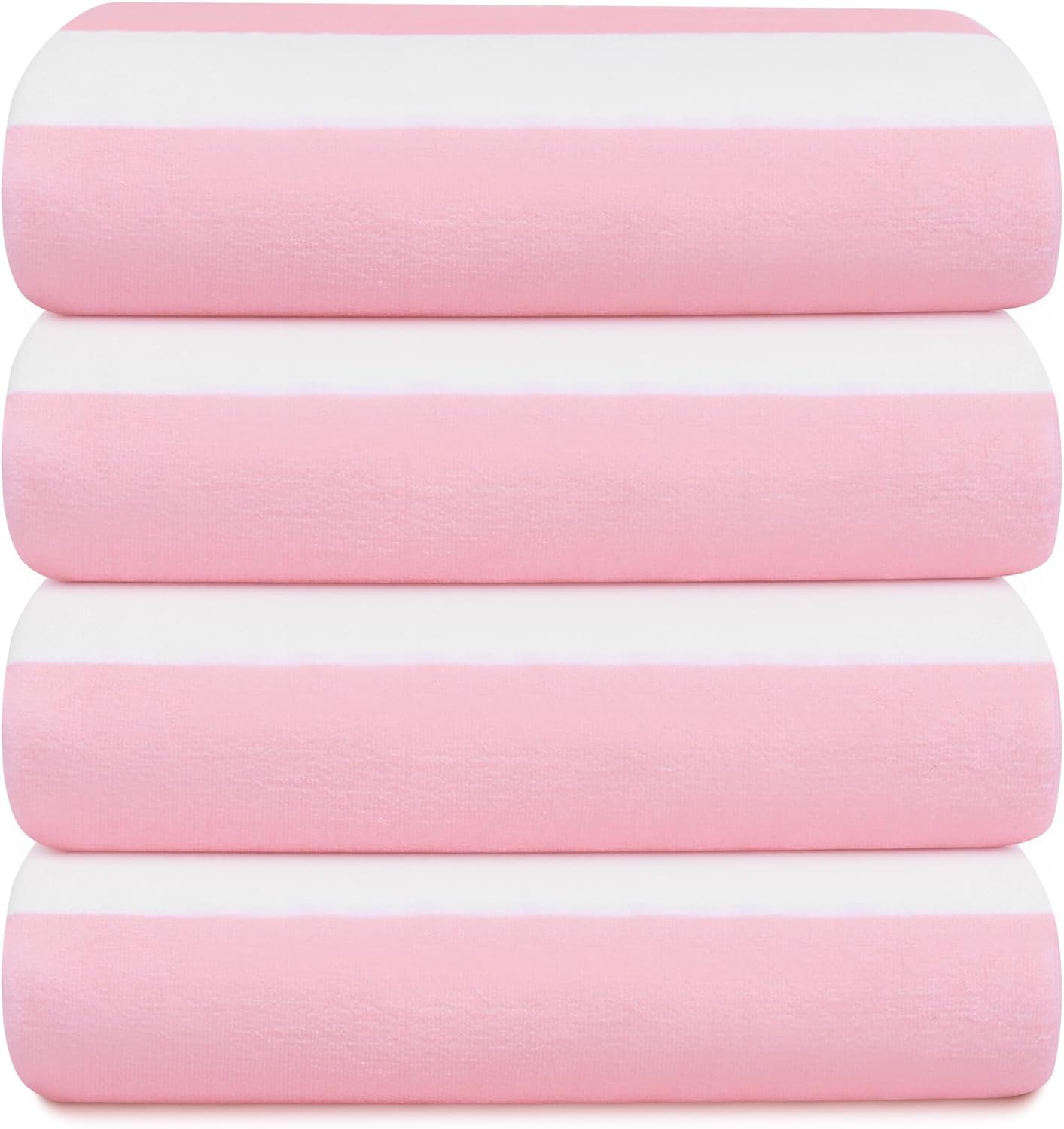 Touchat 4 Pack Beach Towels Oversized 30'' x 60'' Microfiber Pool Swim Bath Camping Travel Cabana Stripe Quick-Dry Super Absorbent Lightweight Sand Free Towel for Adults, Multi-Functional，Pink