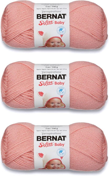 Bernat Softee Baby Soft Peach Yarn - 3 Pack of 141g/5oz - Acrylic - 3 DK (Light) - 362 Yards - Knitting/Crochet