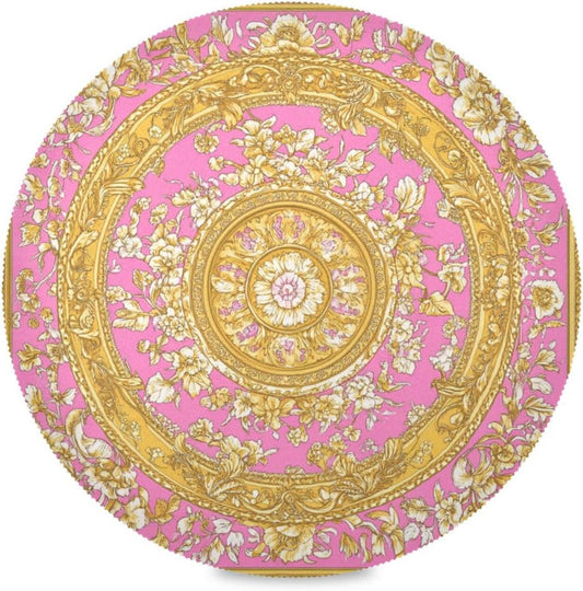 Retro Flower Pattern Gold and Peach Round placemats Cloth Reusable Place mats Washable placemats for Dining Table placemats for Dining Table Farmhouse placemats Heat Resistant Waterproof