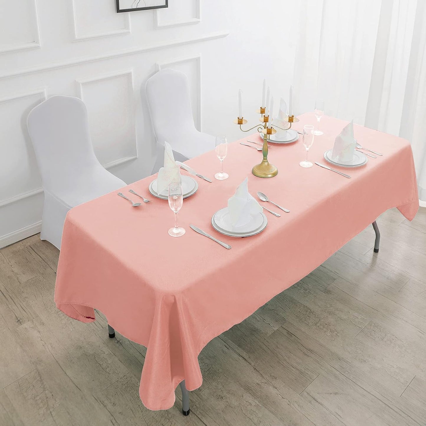 Cupuamon Rectangle Tablecloth 60x120 inch Washable Polyester Fabric Table Cloth for Wedding Party Dining Banquet Decoration（60x120, Dusty Pink）