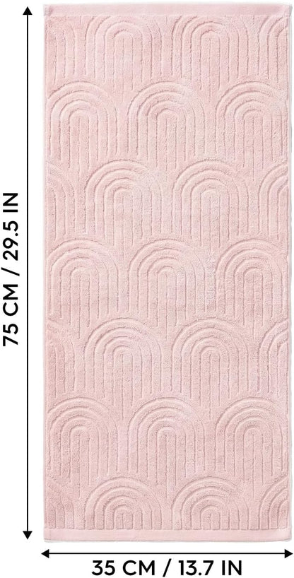 Artoid Mode 2 Pcs Pink 3D Arched Stripes Jacquard Hand Towels for Bathroom, 100% Cotton Soft Absorbent Bathroom Decor Towels, 13.7 x 29.5 Inch
