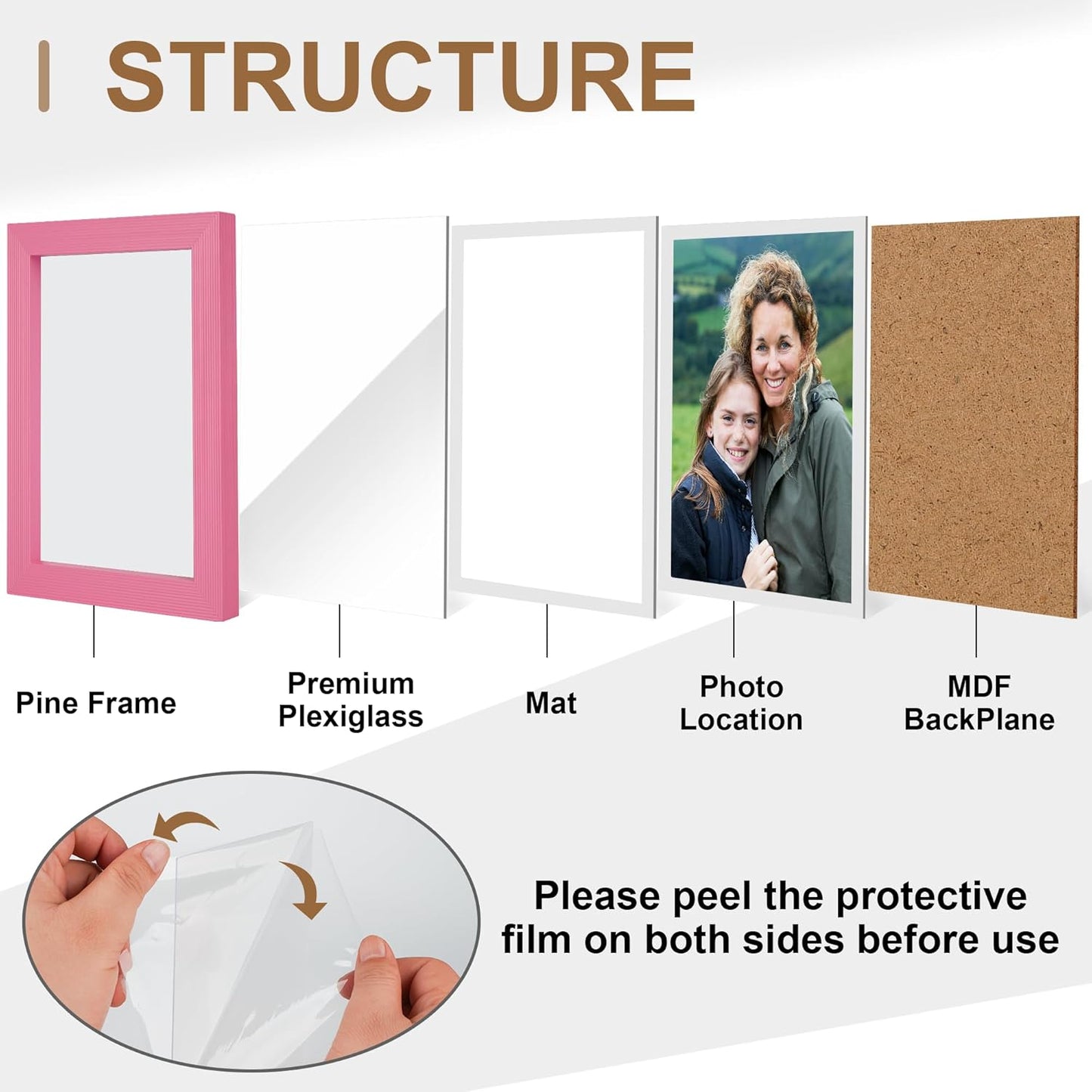 6x8 Picture Frame for Wall Hanging or Tabletop Display, Wall Mounting Horizontally or Vertically,Photo Frame with HD Plexiglass for Photos, Posters & Art Prints,Cherry Pink,Frame,2 Pack