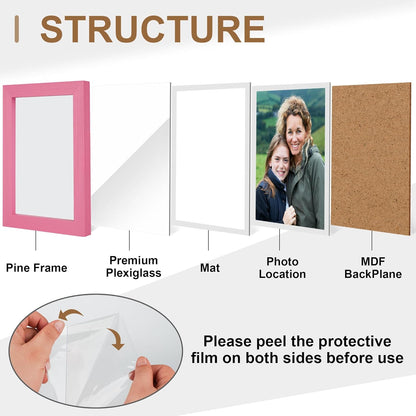 6x8 Picture Frame for Wall Hanging or Tabletop Display, Wall Mounting Horizontally or Vertically,Photo Frame with HD Plexiglass for Photos, Posters & Art Prints,Cherry Pink,Frame,2 Pack
