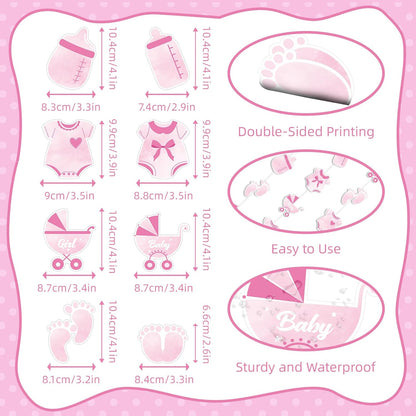 Weecent 8 Pack Pre-Strung Pink Baby Shower Banner Baby Girl Party Decorations Pink Paper Garland Baby Girl Birthday Party Favors Baby Shower Party Supplies