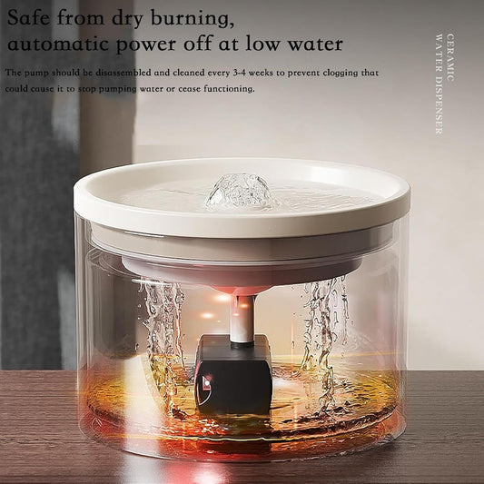 Ceramic Cat Water Fountain 33.82oz/1L Automatic Super Silent Pet Drinking Dispenser with 7 Replacement Filters Dog Water Bowl Dispenser - for Pets Indoor（Ceramic Pink）