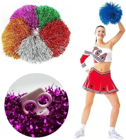 Lawsen Cheerleader Pom Poms 6-Pack Metallic Cheerleading Pom Poms, for Dance Party Team Sports & Decor