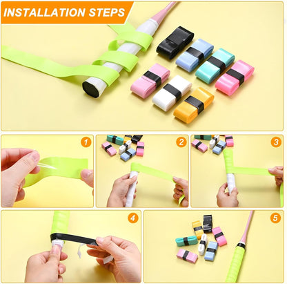 M METERXITY Tennis Racket Grip Tape PU Tennis Overgrip Grip Tapes Anti-Slip Sweat Absorbent for Pickleball/Racquetball/Baseball