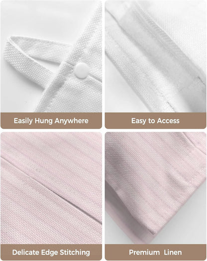 Tissues Box Cover Pink White Pinstripes Tissue Holder with Hanging Linen Organizer Dispenser Modern Lines Vertical Stripes Tissues Box Covers Rectangle for Bathroom Toilet Car Kitchen Tabletop 2 PCS