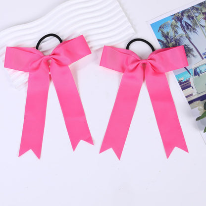30 PCS College Style Cheer Bows Collegiate Long Tail Skinny Cheer Bow Elastic Hair Tie Bows for Teens Girls Softball Competition Sports Cheerleaders (Pink)
