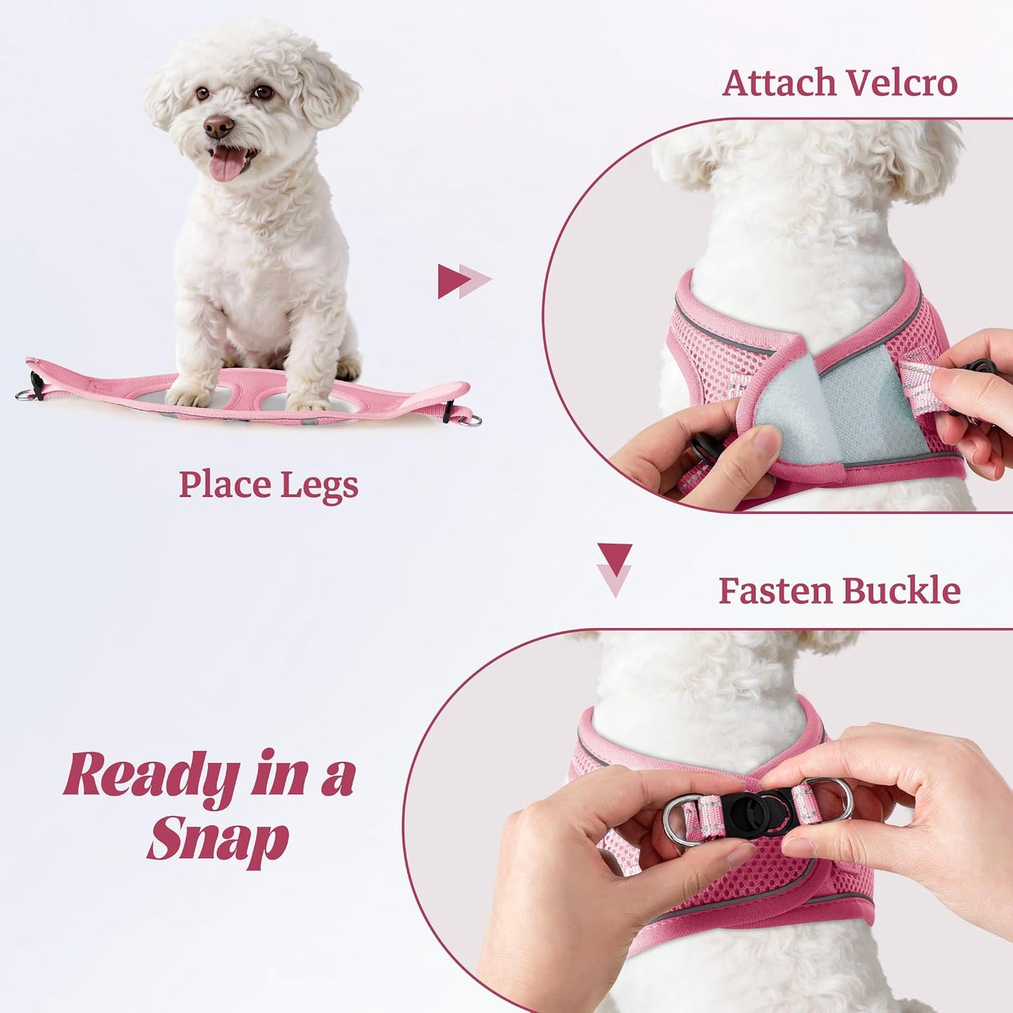YIMEIS Dog Harness and Leash Set, No Pull Soft Mesh Pet Harness, Reflective Adjustable Puppy Vest for Small Medium Large Dogs, Cats (Pink, X-Small (Pack of 1)