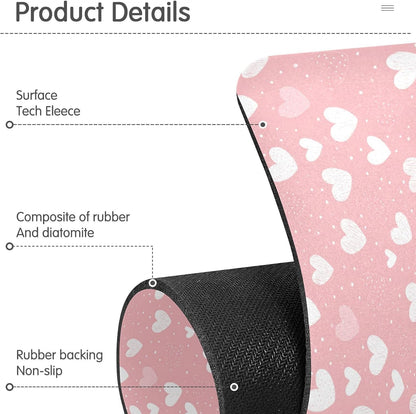 Light Pink Heart Valentines Day Faucet Drying mat Silicone Kitchen Faucet Mat Sink Splash Guard Drip Catcher Dish Soap Sponge Holder for Guard Bathroom Farmhouse M