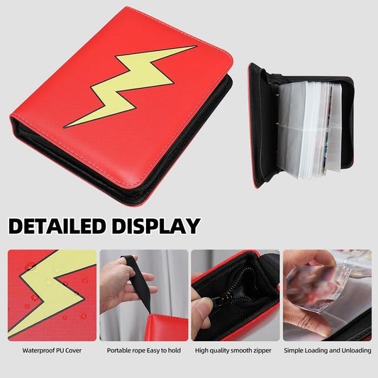 Collectible Trading Card Albums,4 Pocket Card Binder, 400 Double Sided Pocket PU Premium Zip Trading Collection Binderwith 50 Removable Sleeves, Card Folder forTCG, Sports Cards (Pink White)