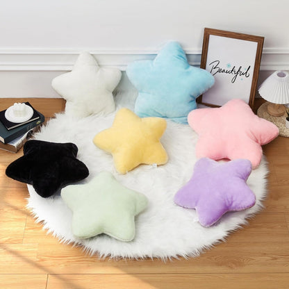19 Inch Large Star Shaped Pillow Cute Pink Decorative Throw Pillows for Couch Bed Sofa, Aesthetic Soft Faux Fur Floor Cushions for Living Room Bedroom Decor (Pink, 19" x 19")