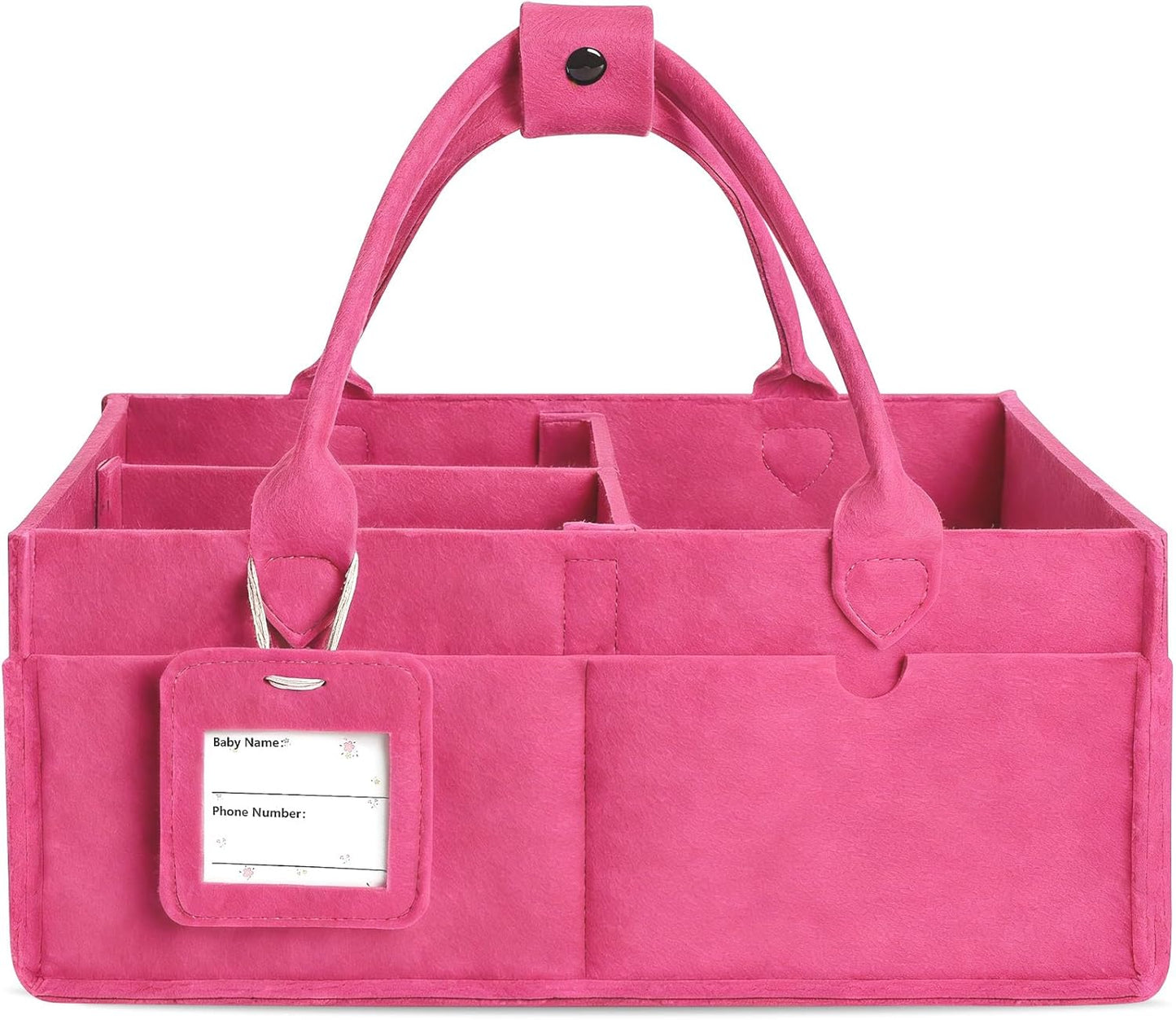 GEMII Diaper Caddy Organizer-Large Baby Caddy Organizer with Handle, Newborn Registry Essentials, Baby Shower Basket Gifts for Boys or Girls (Pink, Large)