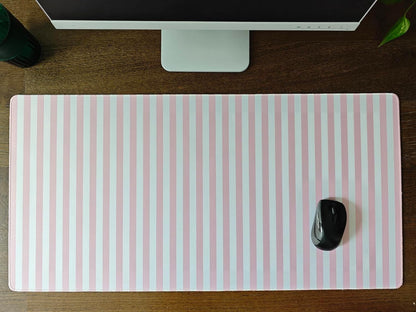Light Pink Striped Desk Mat Cute Pastel XXL Large Gaming Mouse Pad Desk Pad Kawaii Cozy Aesthetic Keyboard Laptop Computer Mat Home Office Decor for Women