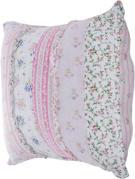 Cozy Line Home Fashions Pink Rose Romantic Ruffle Floral Flower Decor Pillow (Pink Lace, Decor Pillow - 1pc)