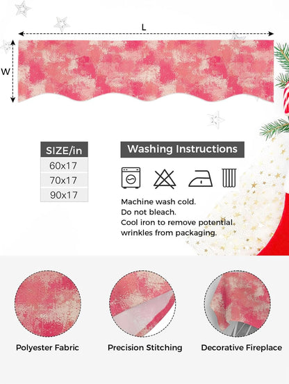 Pink Splatters Mantel f 70 x 17 Inch, Pink Rose Petals Fireplace Mantel f Mantle Cover Runner for Home Living Room Indoor Holiday Party Decor