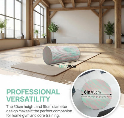 Travel Size Back Roller, High Density Foam Roller for Back Stretching, Physical Therapy, Yoga, Pilates, Post Workout Muscle Recuperation, 12" X 6" Round (Pink)