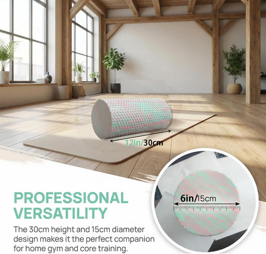 Travel Size Back Roller, High Density Foam Roller for Back Stretching, Physical Therapy, Yoga, Pilates, Post Workout Muscle Recuperation, 12" X 6" Round (Pink)