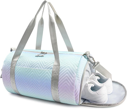 STELLE Dance Bag for Girls Pink Gymnastics Duffle Bag with Shoe Compartment Kids Cheer Bags Ballet Gifts Sports Gym Travel(Lilac Mint,F)
