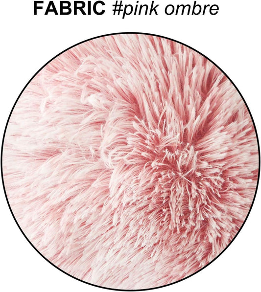 Uhomy Fluffy Accent Pillows Cover 18"x18", Soft Pink Ombre Faux Fur Throw Pillow Case, Modern Luxury Decorative Square Cushion Cover for Farmhouse Home Decor for Sofa/Bed/Chair, 45x45cm Single