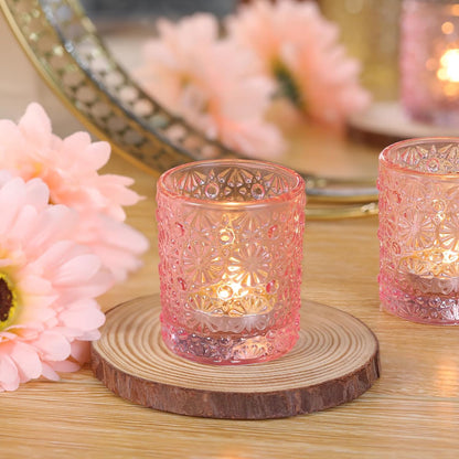 Lanttu 36 Pack Pink Votive Candle Holder 2.2ʺ*2.6ʺ Tealight Candle Holders | for Wedding Table Centerpieces, Birthday Parties, Anniversary, Pink Bridal Shower and Holiday Decorations