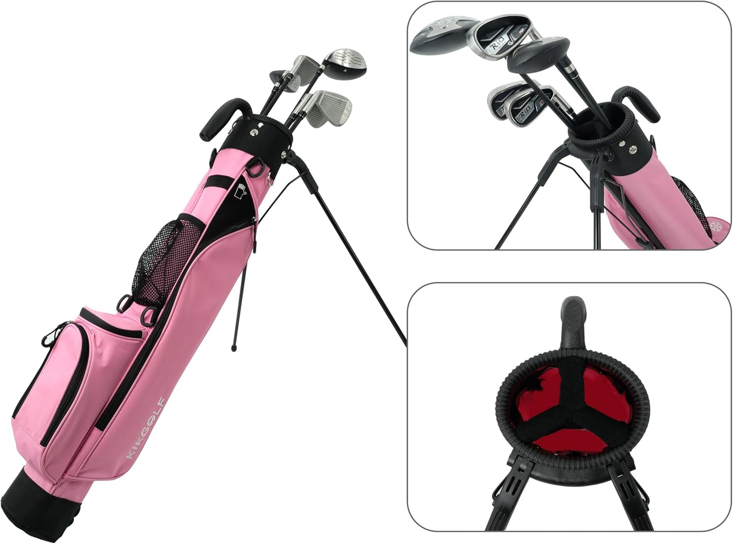 Sunday Golf Stand Bag Lightweight Golf Bag for Par 3 & Driving Range with 3 Zippered Pockets, Cooler Bag, Rain Hood and Adjustable Dual Strap System,Golf Club Carry Bag Suitable for Men & Women