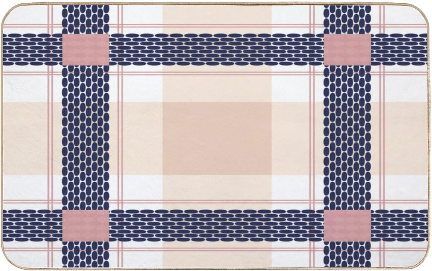 Bath Mat Pink Check Anti Slip Quick Drying Door Rugs Bath Rug for Bathroom Shower Kitchen 24 × 16 Inch Gift for Housewarming Friends Family