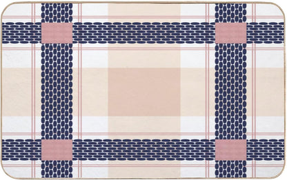 Bath Mat Pink Check Anti Slip Quick Drying Door Rugs Bath Rug for Bathroom Shower Kitchen 24 × 16 Inch Gift for Housewarming Friends Family
