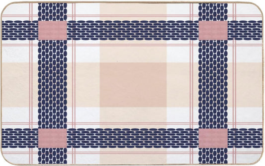 Bath Mat Pink Check Anti Slip Quick Drying Door Rugs Bath Rug for Bathroom Shower Kitchen 24 × 16 Inch Gift for Housewarming Friends Family