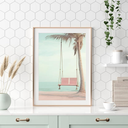 FYSUIMU 9Pcs Coastal Wall Art Prints Fresh Pink Tropical Summer Ocean Art Poster California Beachy Seascape Wall Decor for Gallery Living Room Bedroom (Unframed)