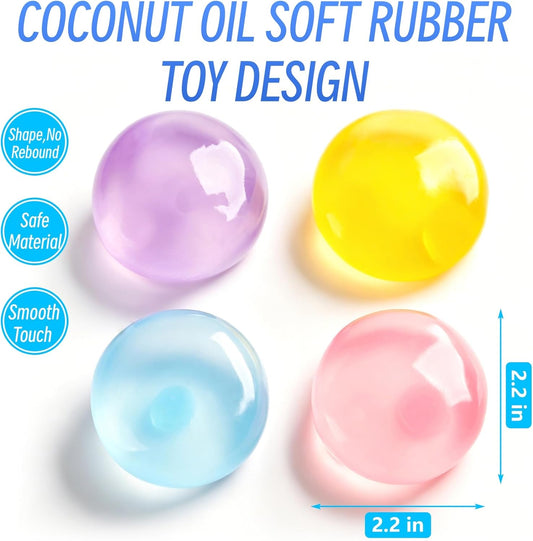 2 PCS Coconut Oil Squishy – Formable No-Rebound Stress Relief Balls, Sensory Fidget Toys for Study Work & Relaxation, Calming Desk Decor Anxiety Relief Gifts for Kids & Adults(Blue+Pink)